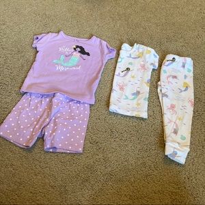 Carters 4 piece Mermaid Pajamas Bundle